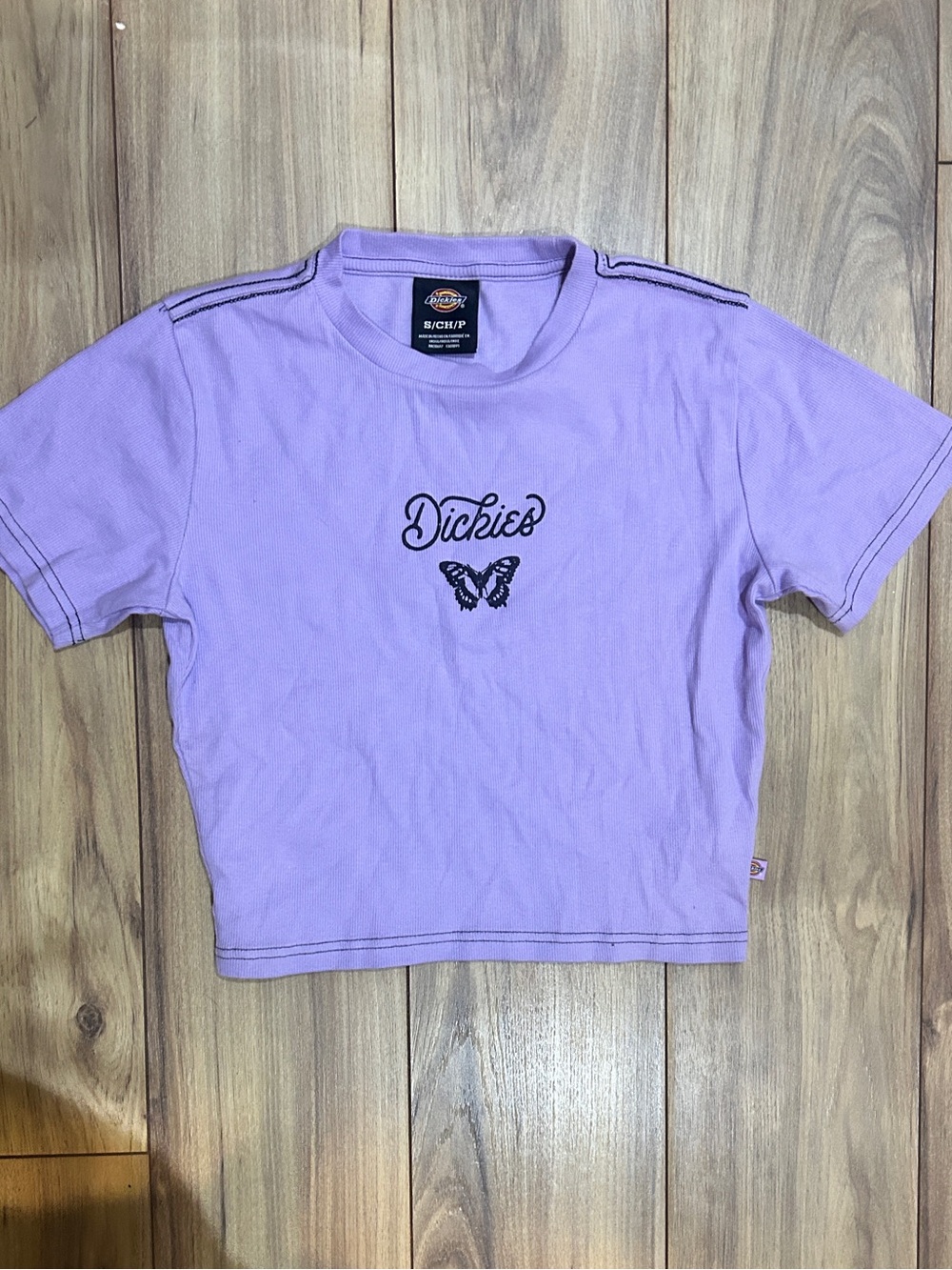 Dickies Babydoll Lavender Butterfly Logo Crop Tee
